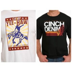 Cinch‎ Mens XXL Camp Yee Haw Cowboy T Shirt White 100% Cotton Short Sleeve (2)